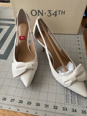 On 34th Elayne Cutout High Heel Pumps (White Smooth)